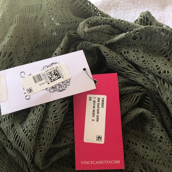 VINCE CAMUTO Retail $162 Crochet Caftan Swim Cover Up Safari Green XSmall - Picture 9 of 9